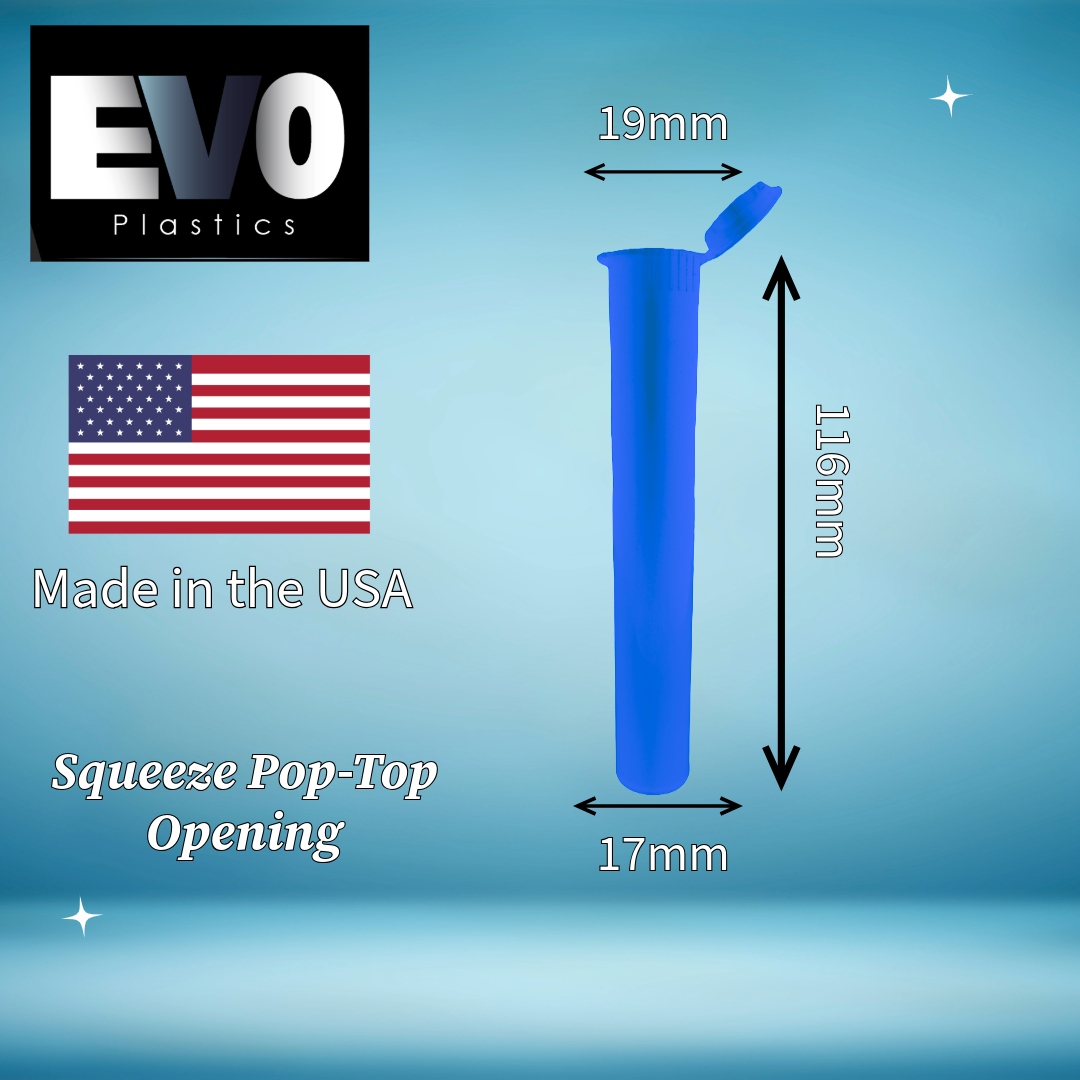 116mm blue pre-roll tube – premium child-resistant joint container, odor-proof packaging for cannabis