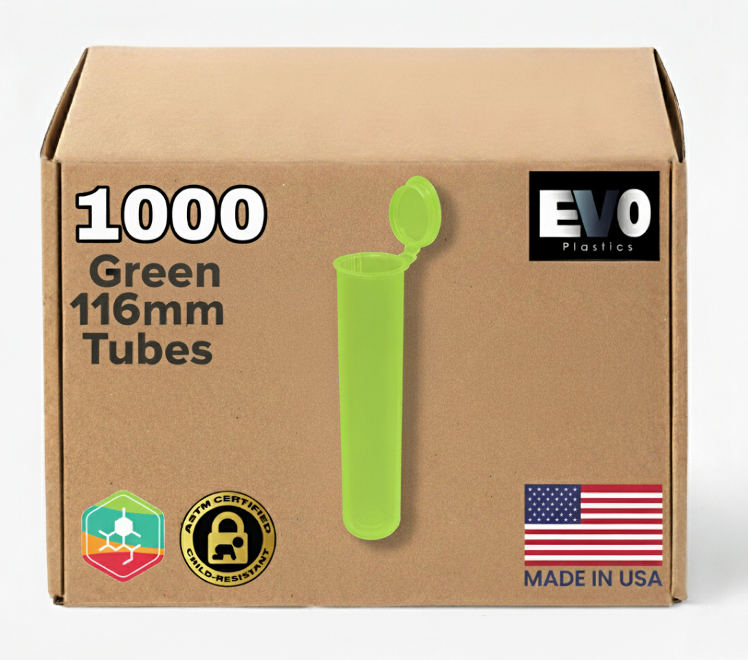 116mm Pre-Roll Tubes – 1,000 Count | Child-Resistant | USA Made | Multiple Colors