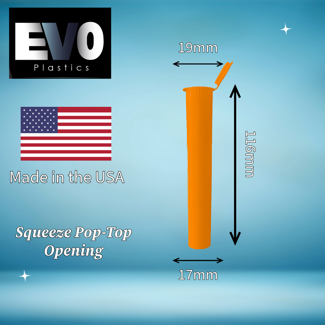 116mm orange pre-roll tube – premium child-resistant joint container, odor-proof packaging for cannabis