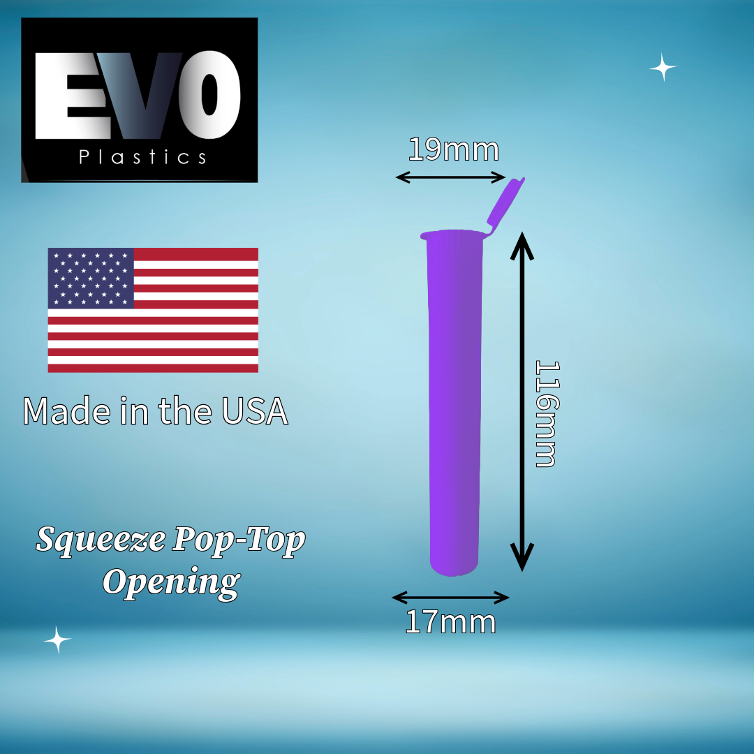 116mm purple pre-roll tube – premium child-resistant joint container, odor-proof packaging for cannabis dimensions