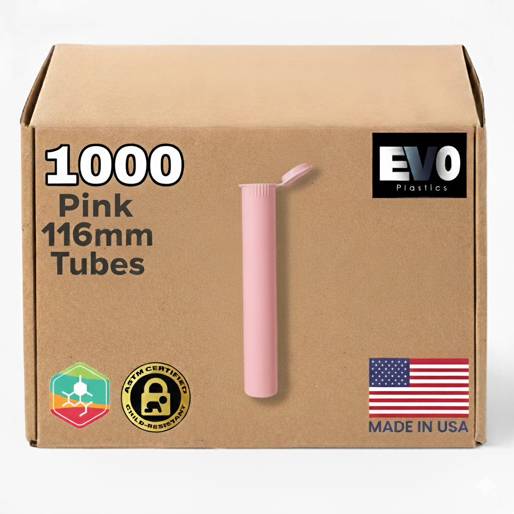 116mm Pre-Roll Tubes – 1,000 Count | Child-Resistant | USA Made | Multiple Colors