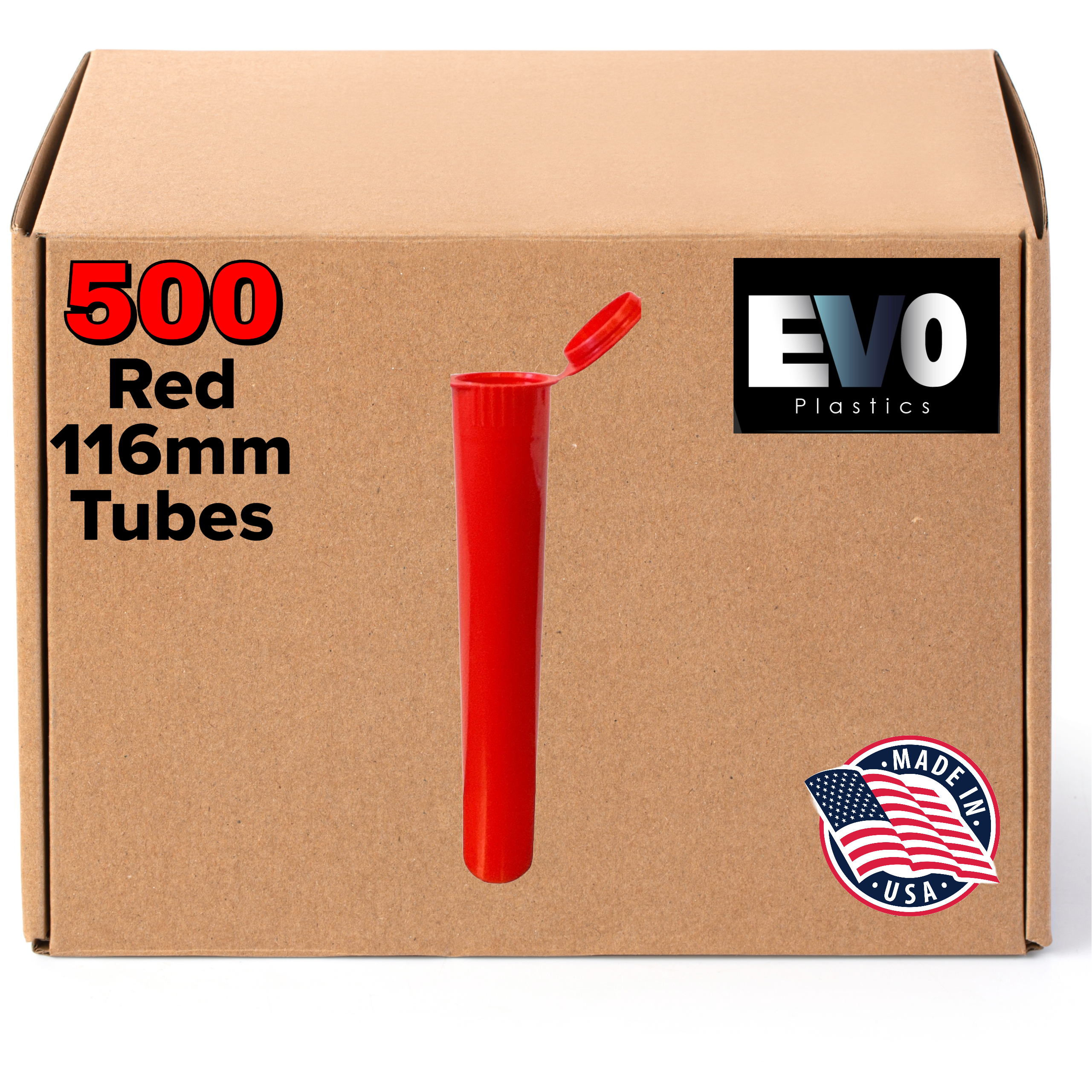 116mm red pre-roll tubes – 500 count bulk pack, child-resistant, odor-proof storage for cannabis joints