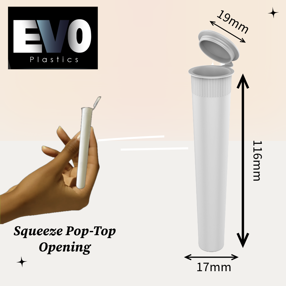116mm white pre-roll tube – child-resistant, odor-proof cannabis packaging, bulk pack