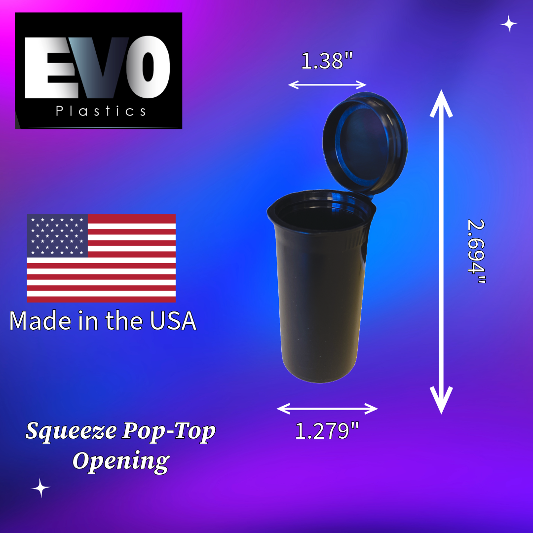 13 Dram Pop Top Bottles – 960 Count | Child-Resistant | USA Made | Wholesale