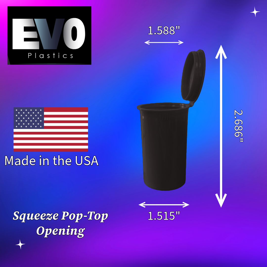 19 Dram Pop Top Bottles – 720 Count | Child-Resistant | USA Made | Wholesale