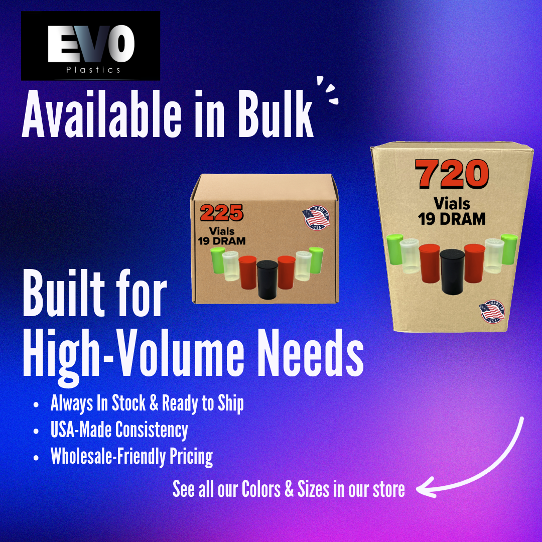 19 Dram Pop Top Bottles – 720 Count | Child-Resistant | USA Made | Wholesale