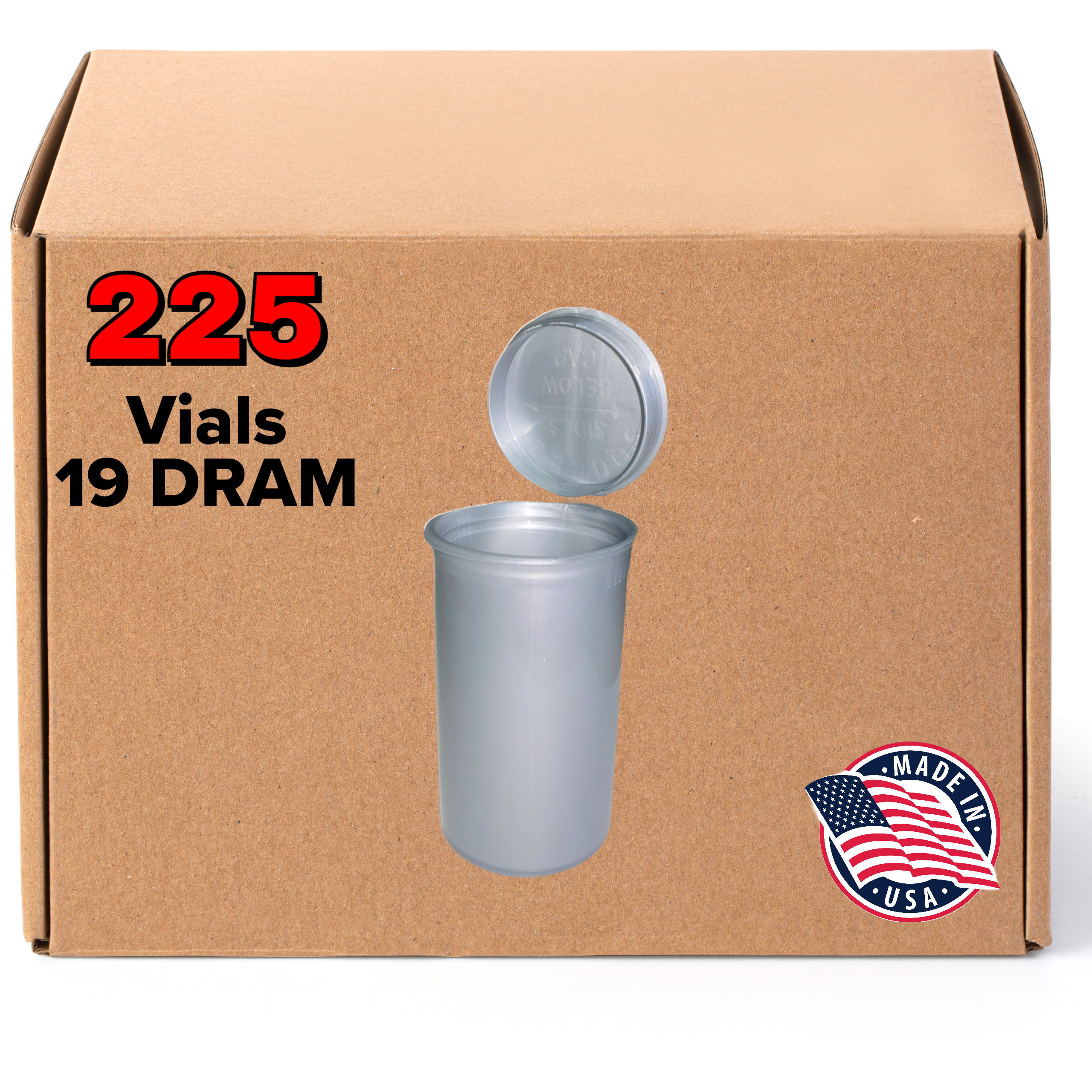 Silver 19 Dram Pop Top Bottles Child Resistant - 225 Count Wholesale Case
