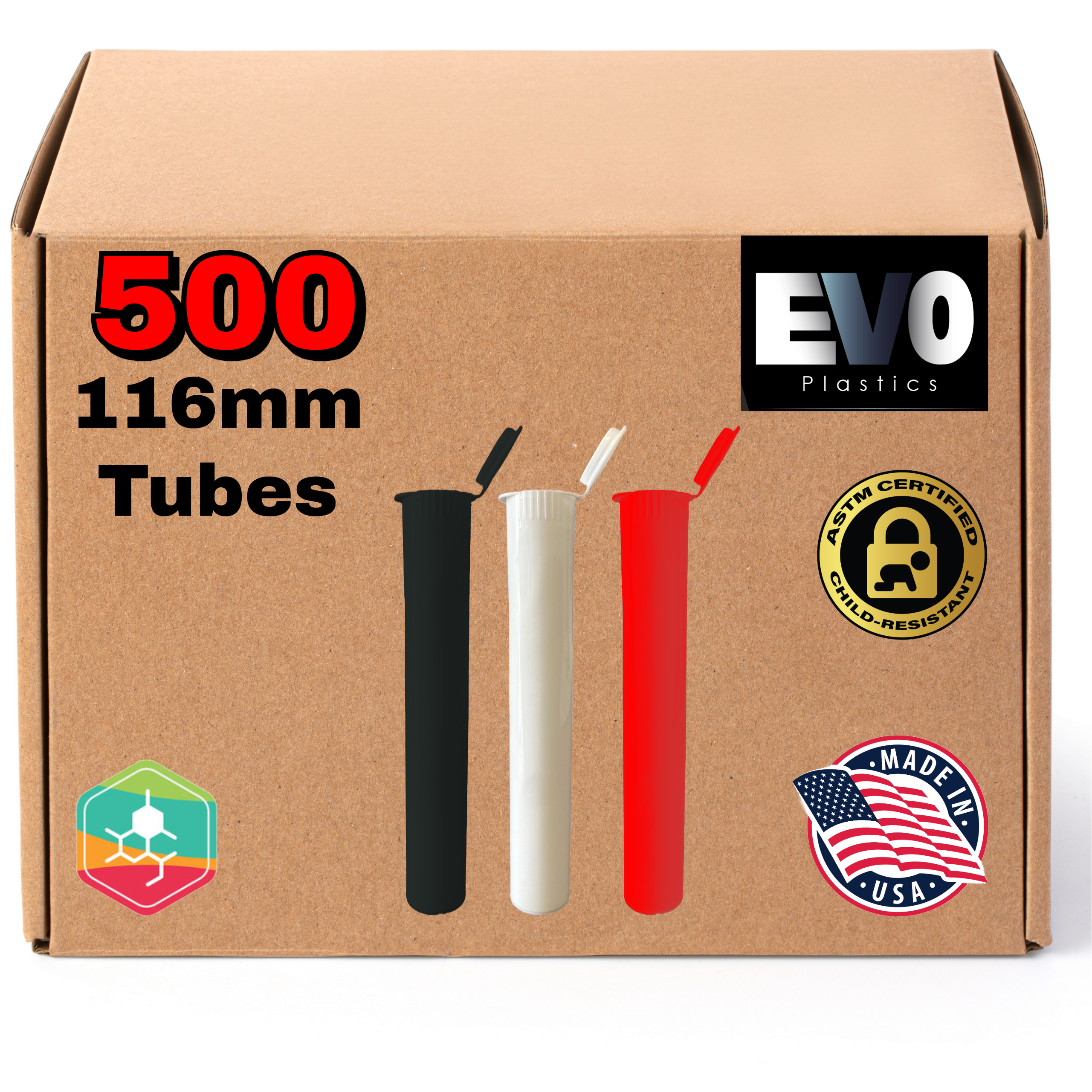 116mm Pre-Roll Tubes [500-Pack, Multiple Colors Available]