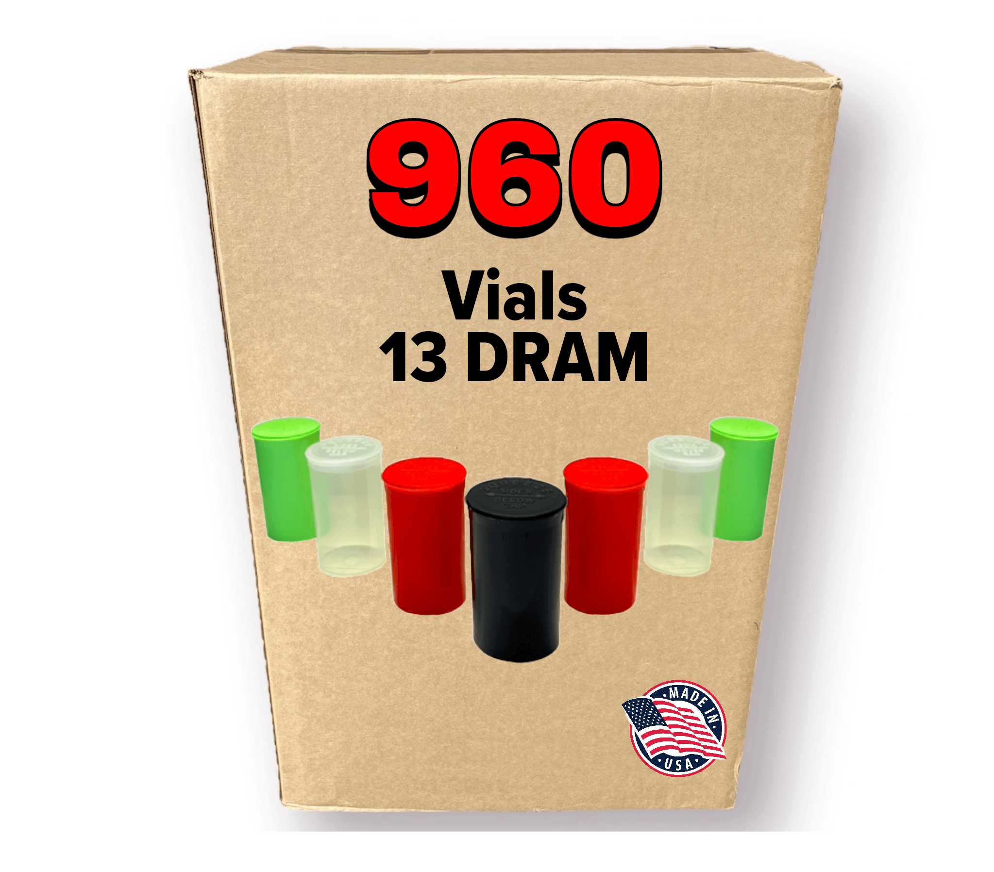 13 Dram Pop Top Bottles [960-Pack, Multiple Colors Available] - EVO Plastics