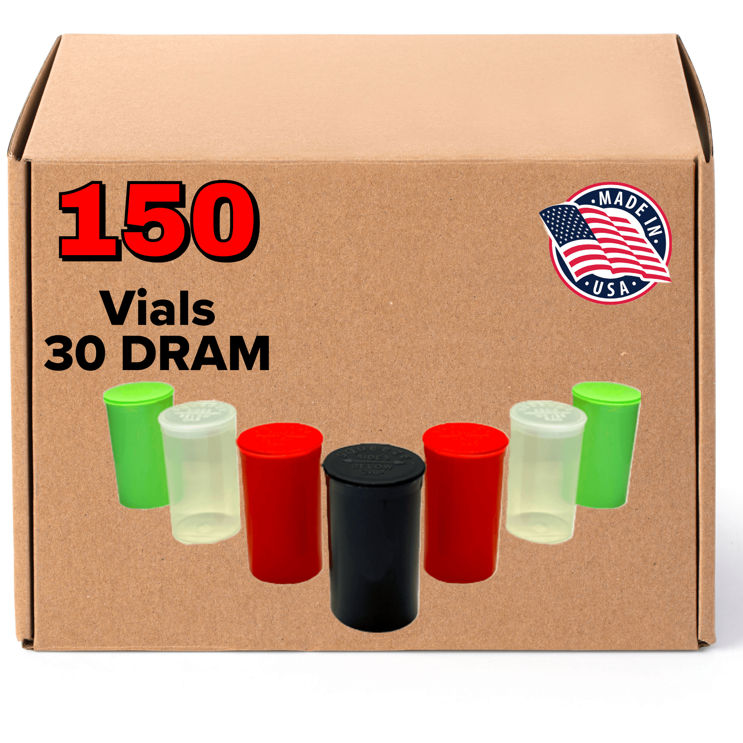 30 Dram Pop Top Bottles [150-Pack, Multiple Colors Available] - EVO Plastics