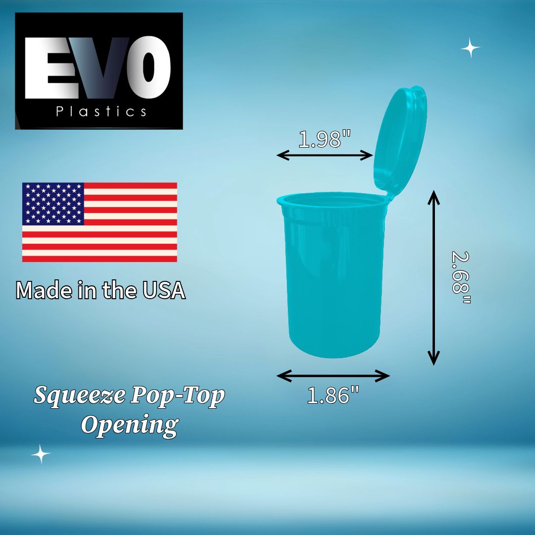 Aqua 30 Dram Pop Top Bottle - Child Resistant - 150 units/case
