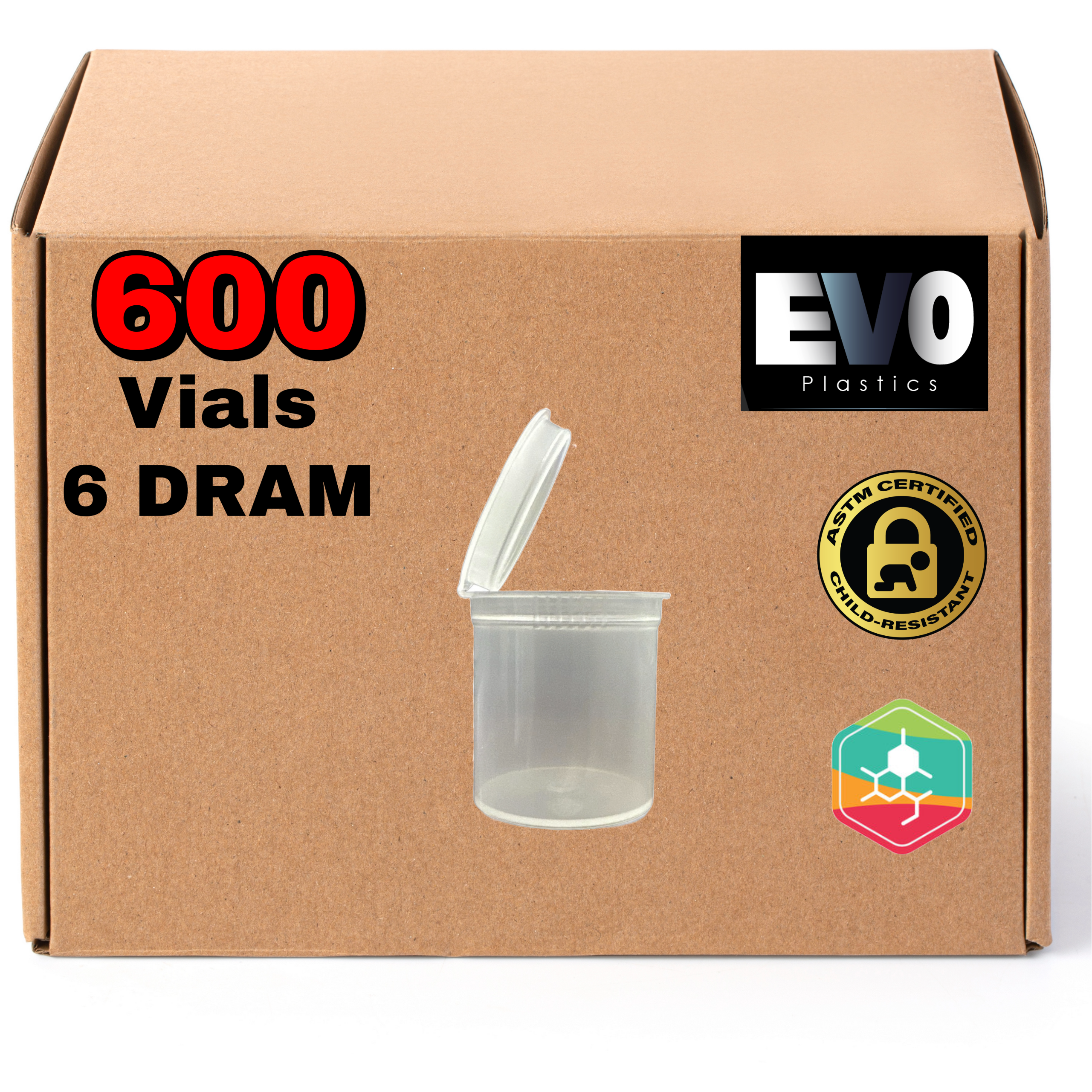 6 Dram Pop Top Bottles [600 Case Pack - Clear]