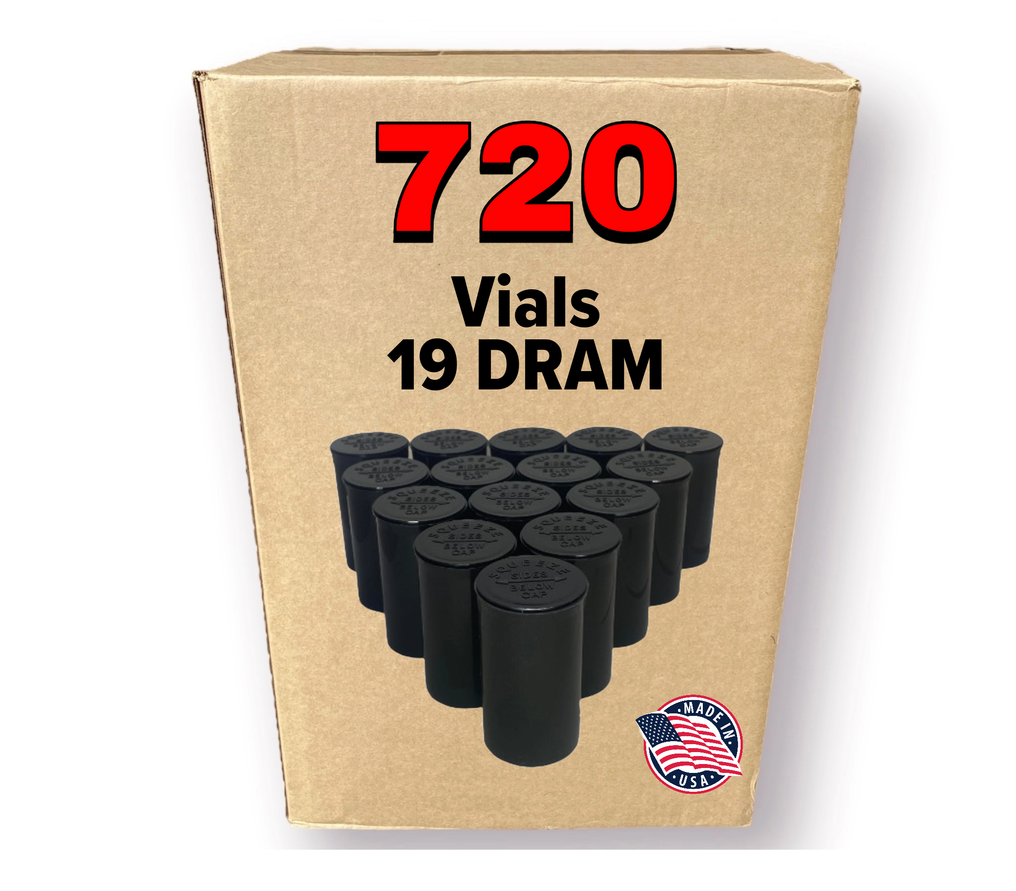 19 Dram Pop Top Bottles [720-Pack, Multiple Colors Available]