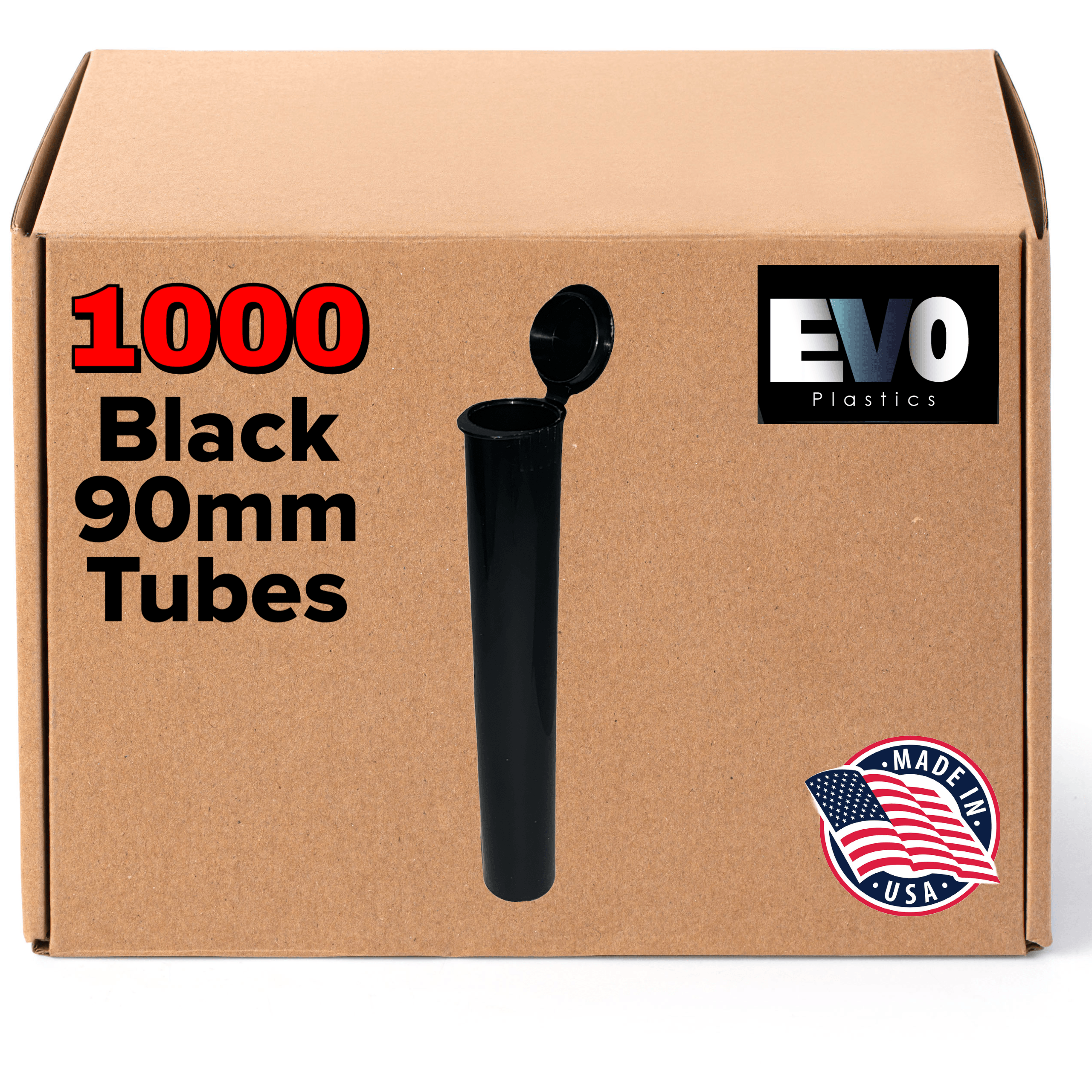 90mm Pre-Roll Tubes [1,000-Pack, Multiple Colors Available] - EVO Plastics