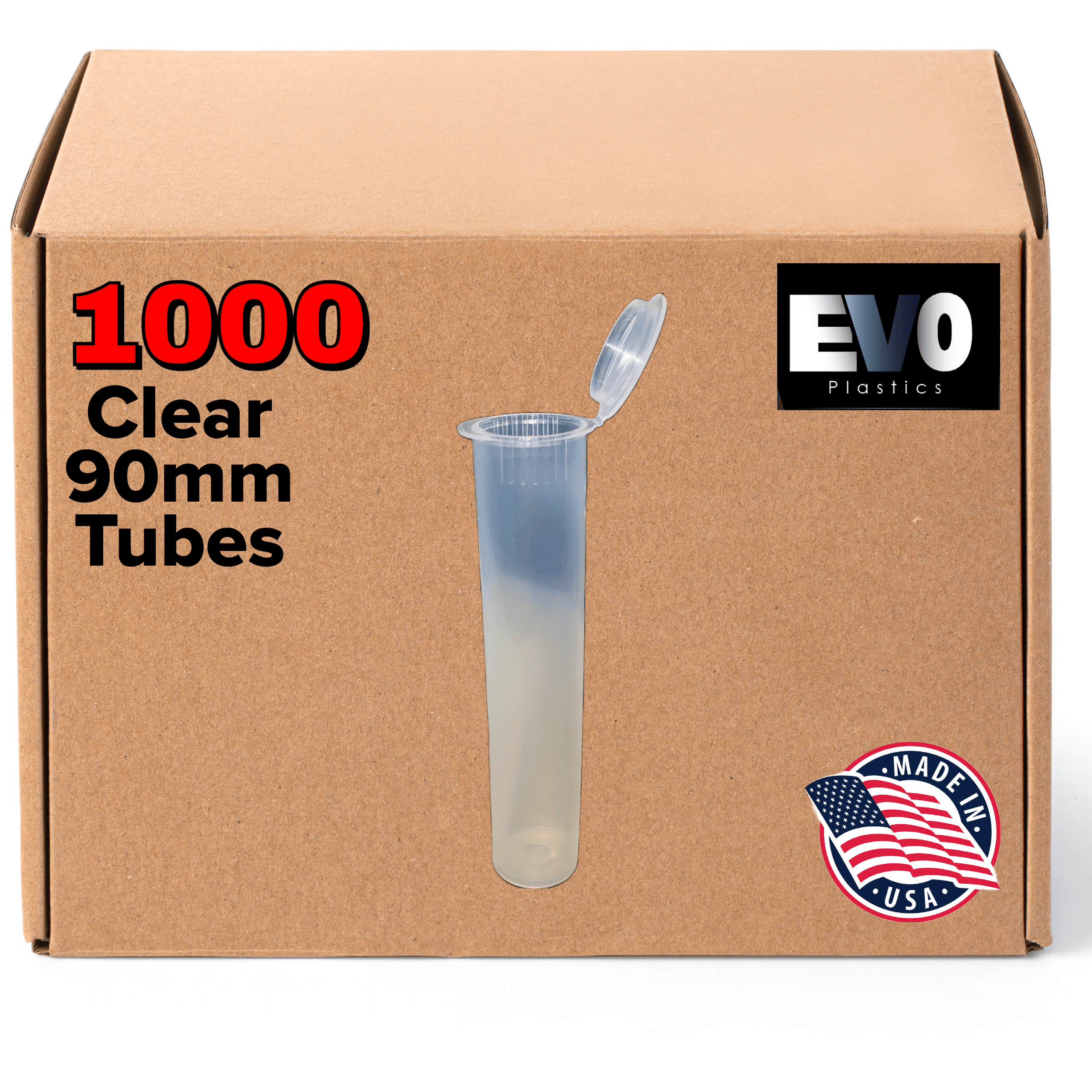 90mm Pre-Roll Tubes [1,000-Pack, Multiple Colors Available] - EVO Plastics