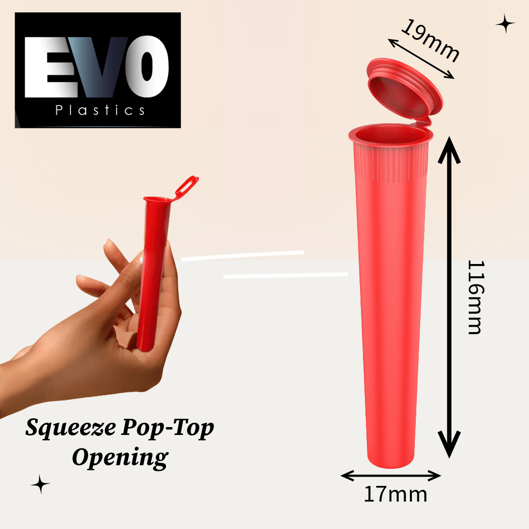 Opaque Red - 116mm Pre-Roll Tubes - 1000 Count - EVO Plastics