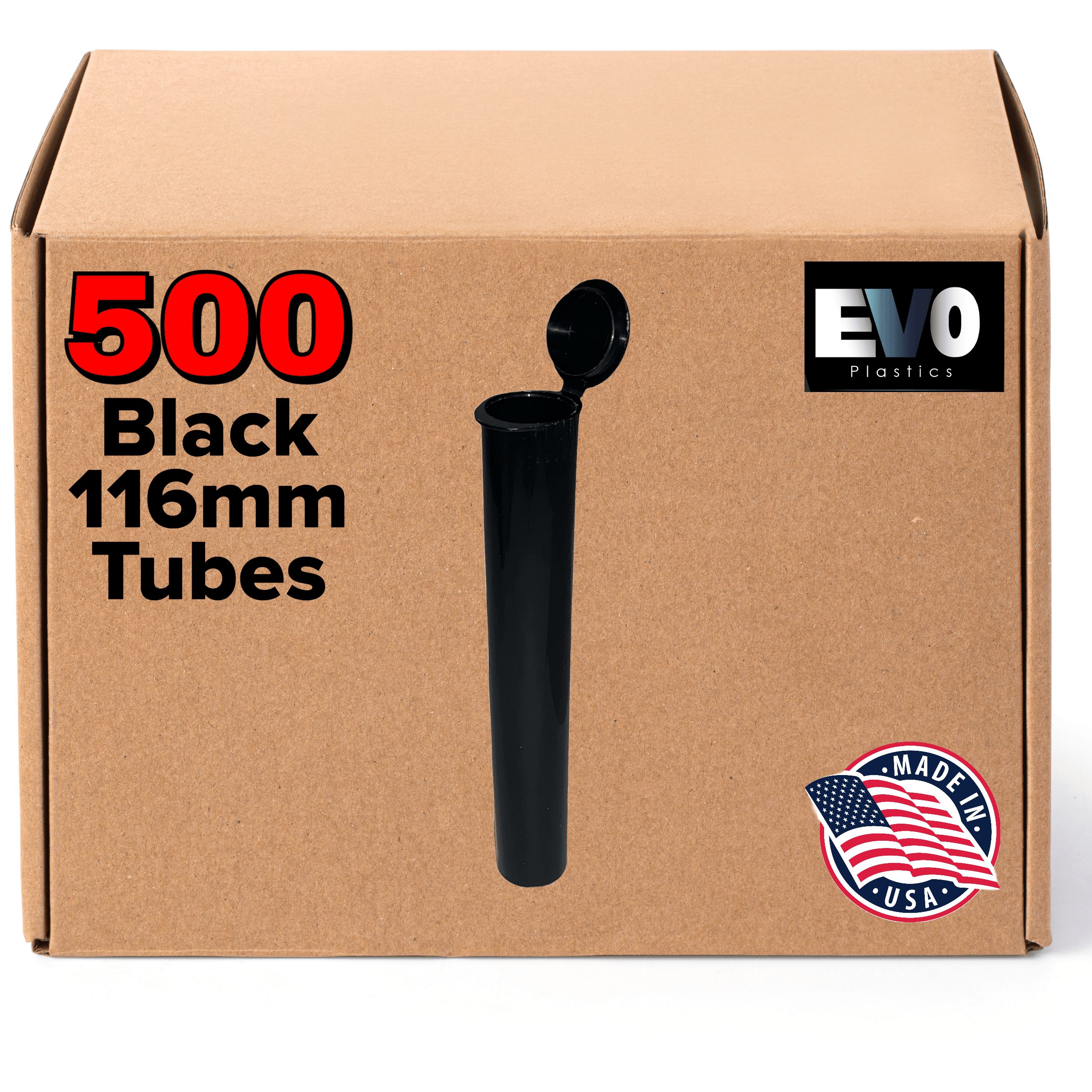 116mm Pre-Roll Tubes [500-Pack, Multiple Colors Available] - EVO Plastics