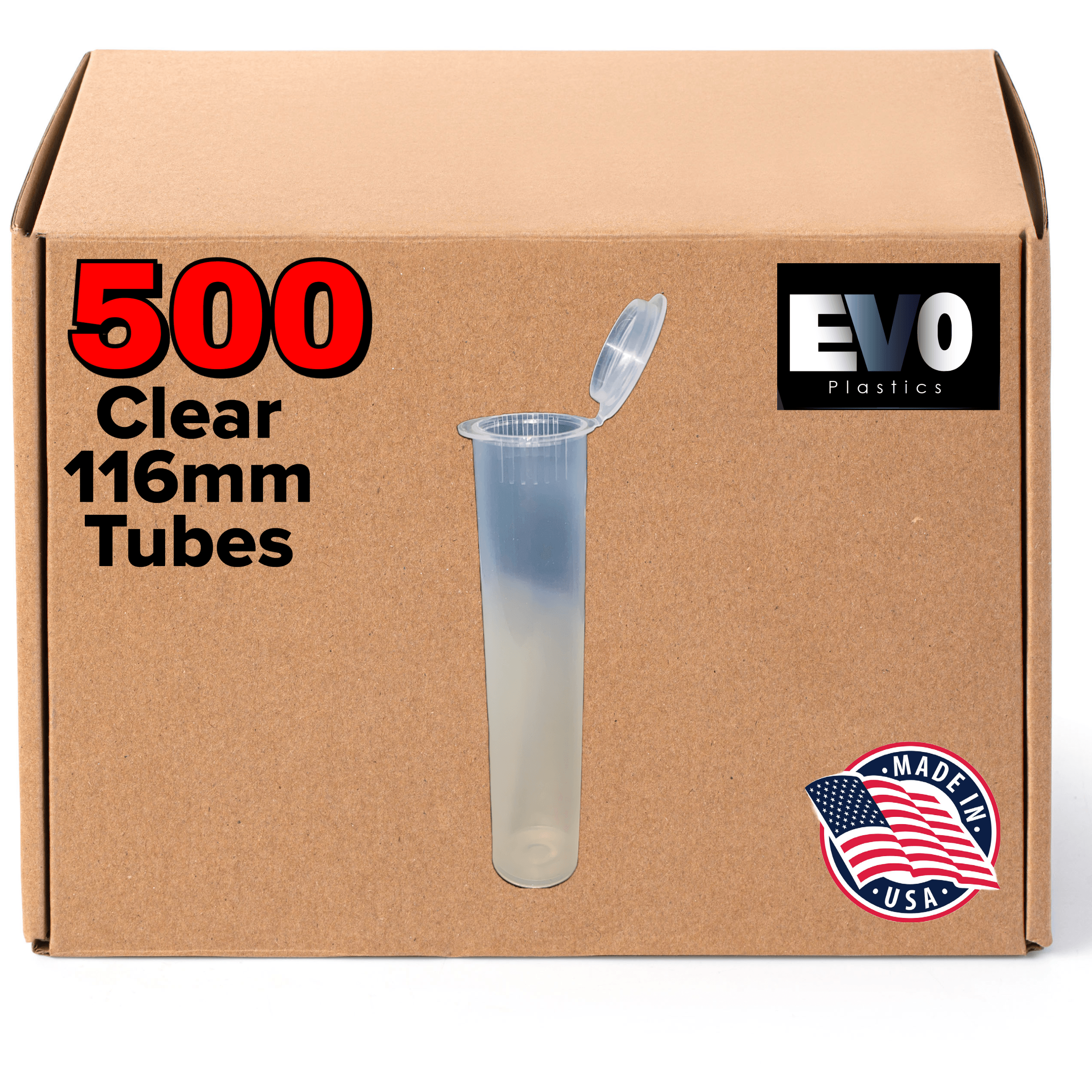 116mm Pre-Roll Tubes [500-Pack, Multiple Colors Available] - EVO Plastics